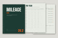 The Mileage Book, a 52-week running log, cover and sample pages