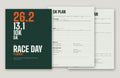 The Race Day Planner, race plans and reviews, cover and sample pages
